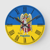ウクライナ国旗&キエフ市軍服 ラウンド壁時計 (正面)