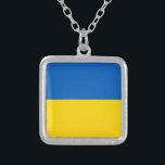ウクライナ国旗 シルバープレートネックレス<br><div class="desc">ウクライナ国旗のスクエアネックレス</div>