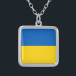 ウクライナ国旗 シルバープレートネックレス<br><div class="desc">ウクライナ国旗のスクエアネックレス</div>
