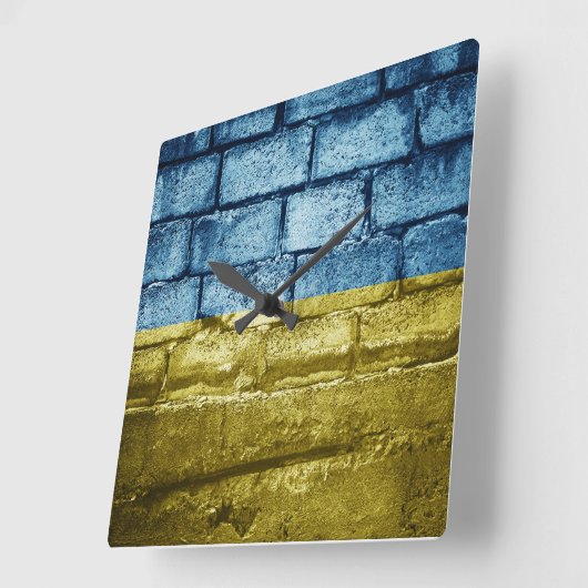 ウクライナ国旗 スクエア壁時計 (傾斜)