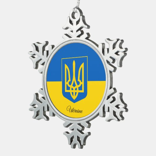 ウクライナ国旗 スノーフレークピューターオーナメント (右)