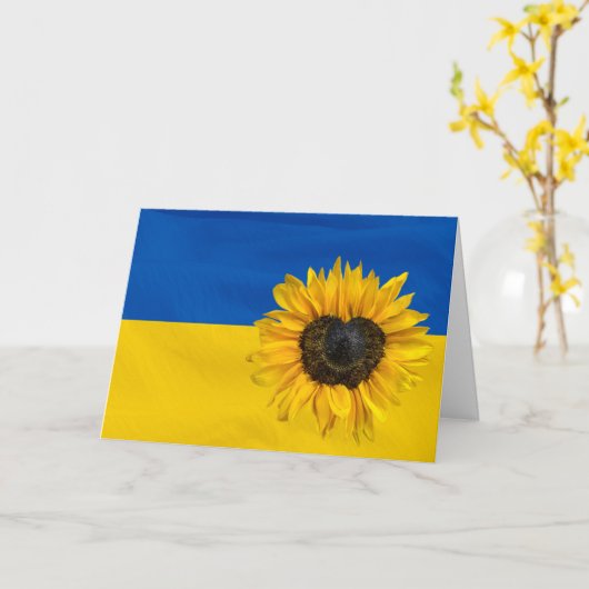 ウクライナ国旗(ハートひまわり) カード (黄色い花)