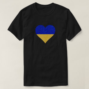 ウクライナ国旗 ハート ギターTシャツ Tシャツ