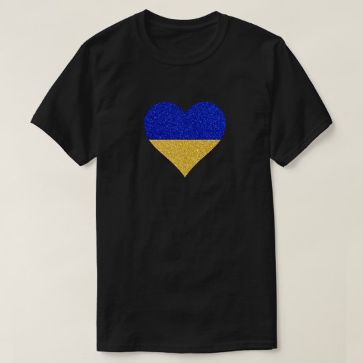 ウクライナ国旗 ハート ギターTシャツ Tシャツ (デザイン正面)