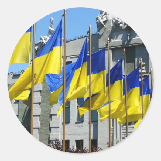 ウクライナ国旗 ラウンドシール (正面)