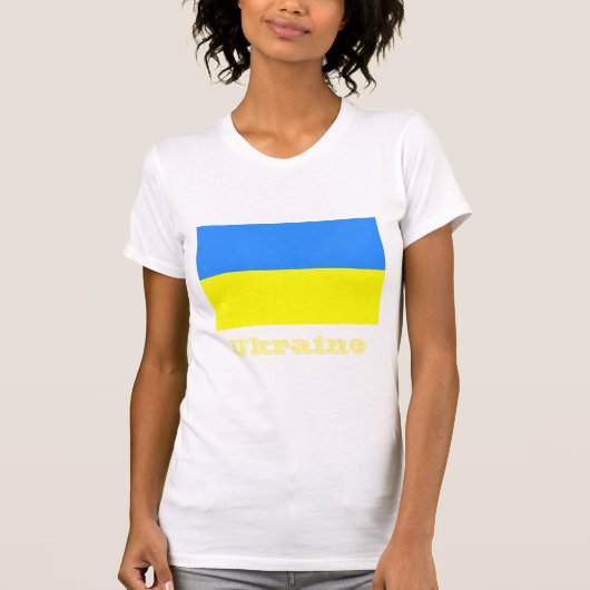ウクライナ国旗、ラベル Tシャツ (正面)