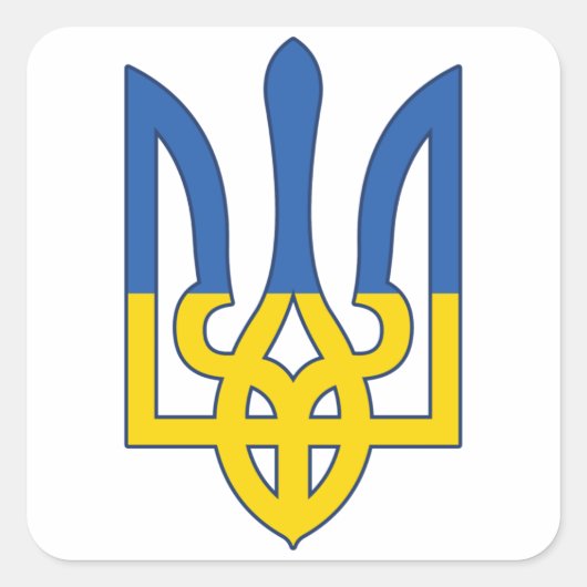 ウクライナ国旗、国プライド、ウクライナ国旗 スクエアシール (正面)