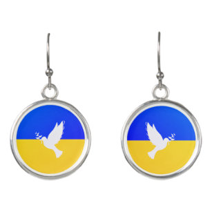 ウクライナ国旗 – 平和のハト – 自由 – 平和 イヤリング