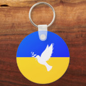 ウクライナ国旗 – 平和のハト – 自由 – 平和 キーホルダー (正面)