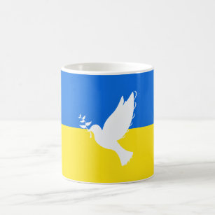ウクライナ国旗 – 平和のハト – 自由 – 平和  コーヒーマグカップ
