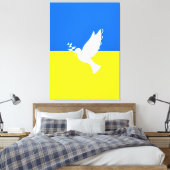 ウクライナ国旗 – 平和の鳩 – 自由 – 平和 キャンバスプリント (インサイチュ (寝室))