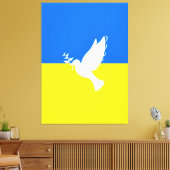 ウクライナ国旗 – 平和の鳩 – 自由 – 平和 キャンバスプリント (インサイチュ (リビング))