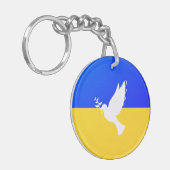 ウクライナ国旗 – 平和の鳩 – 自由 – 平和 キーホルダー (正面左)