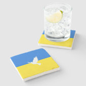 ウクライナ国旗 – 平和の鳩 – 自由 – 平和 ストーンコースター (横)