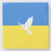 ウクライナ国旗 – 平和の鳩 – 自由 – 平和 ストーンコースター (正面)
