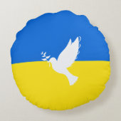 ウクライナ国旗 – 平和の鳩 – 自由 – 平和 ラウンドクッション (裏面)