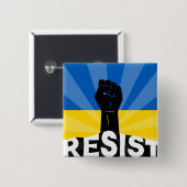 ウクライナ国旗,拳に抵抗する 缶バッジ (正面&裏面)