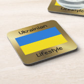 ウクライナ国旗+文字コースター コースター (左側)