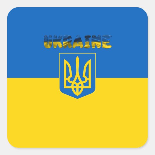 ウクライナ国旗・紋章 スクエアシール (正面)