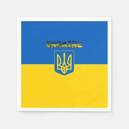 ウクライナ国旗・紋章 スタンダードカクテルナプキン (正面)