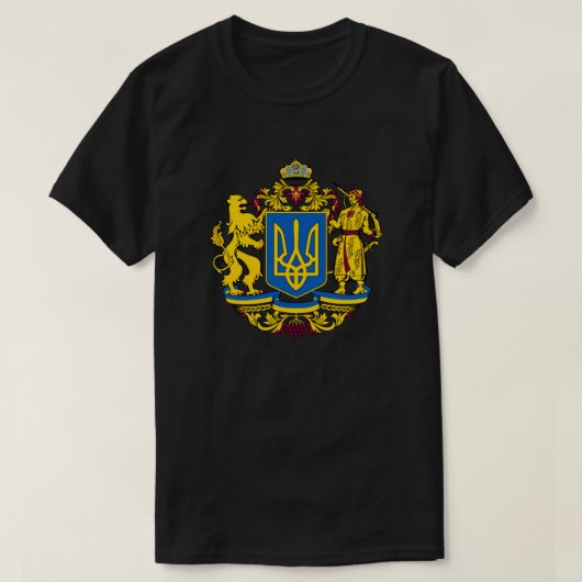 ウクライナ国旗tryzubのコート国のシンボル tシャツ (デザイン正面)