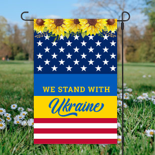 ウクライナ国旗USAアメリカ連帯庭国旗 ガーデンフラッグ