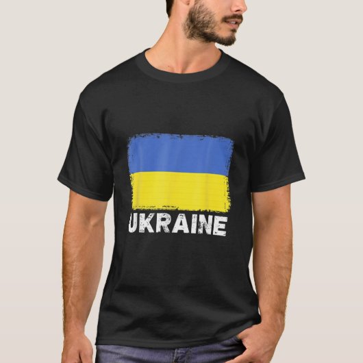 ウクライナ国民ヴィンテージウクライナ国旗 Tシャツ (正面)