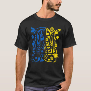 ウクライナ国章フォークFloで腕のコート Tシャツ