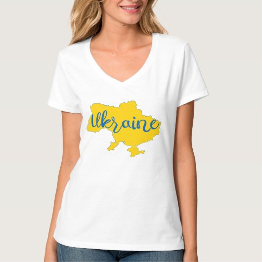 ウクライナ地図と文字のTシャツ Tシャツ (正面)