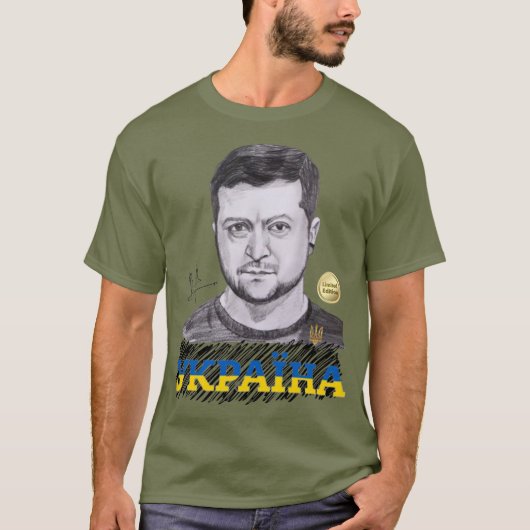ウクライナ大統領ゼレンスキーサインTシャツ Tシャツ (正面)