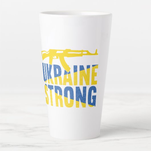 ウクライナ対ウクライナの強い支持 カフェラテマグ (正面)
