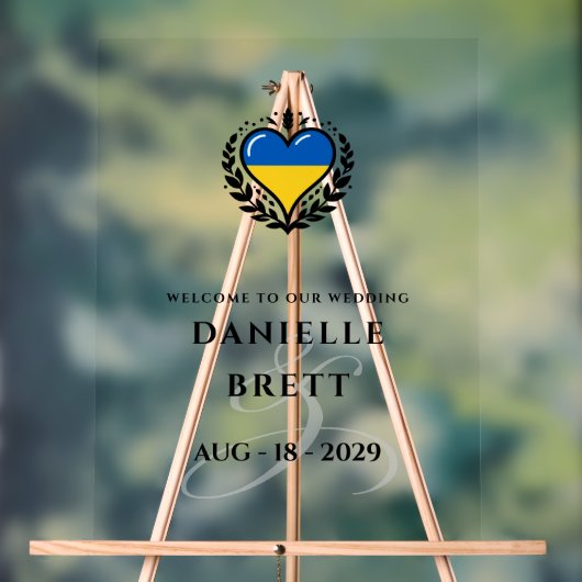 ウクライナ対ハート結婚の歓迎 アクリルサイン (ニュートラル)