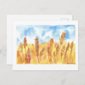 ウクライナ小麦畑オリジナル水色スケッチ  ポストカード (正面/裏面)