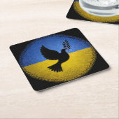 ウクライナ平和の鳩 スクエアペーパーコースター (アングル)