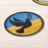 ウクライナ平和の鳩 ラウンドペーパーコースター (アングル)