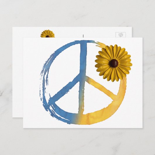 ウクライナ平和シンボルサインひまわりウクライナ戦争 シーズンポストカード (正面/裏面)