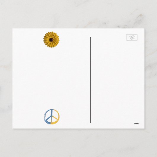 ウクライナ平和シンボルサインひまわりウクライナ戦争 シーズンポストカード (裏面)
