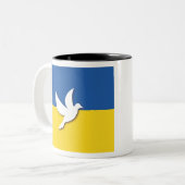 ウクライナ平和ドーブ国旗 ツートーンマグカップ (正面左)