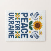 ウクライナ平和ピクセルフォーク芸術 ジグソーパズル (横)