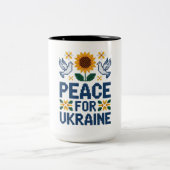 ウクライナ平和ピクセルフォーク芸術 ツートーンマグカップ (中央)