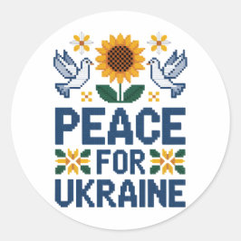 ウクライナ平和ピクセルフォーク芸術 ラウンドシール