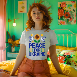 ウクライナ平和ピクセルフォーク芸術 Tシャツ