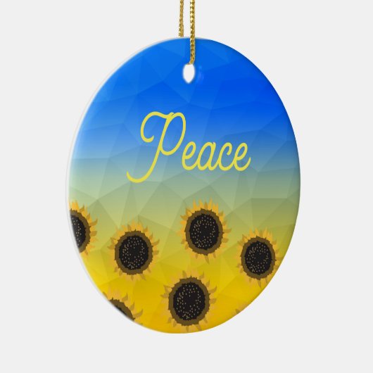 ウクライナ幾何学メッシュパターンひまわり平和 セラミックオーナメント (右)
