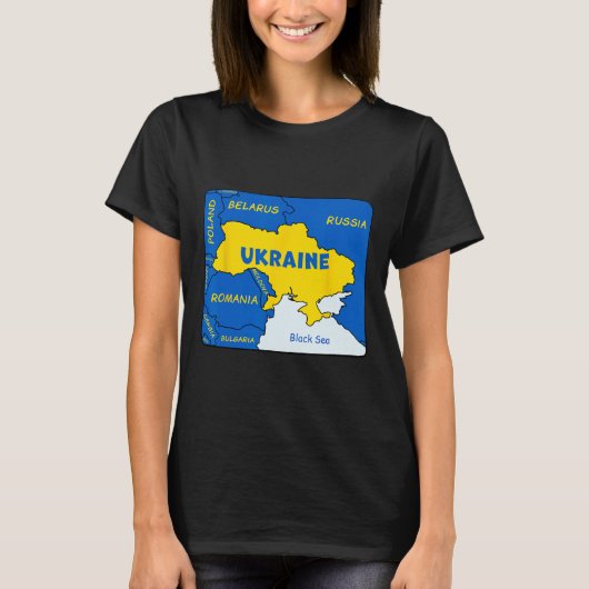ウクライナ手描き地図 Tシャツ (正面)