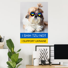 ウクライナ支持 Shih Tzu 非ハート旗 ポスター