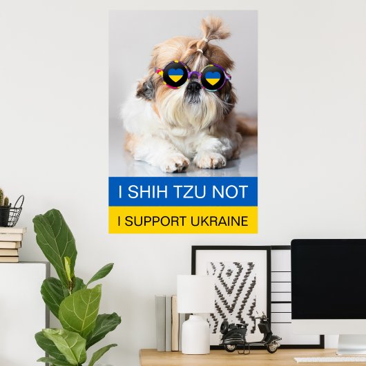 ウクライナ支持 Shih Tzu 非ハート旗 ポスター (ホームオフィス)