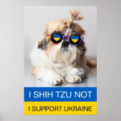 ウクライナ支持 Shih Tzu 非ハート旗 ポスター (正面)