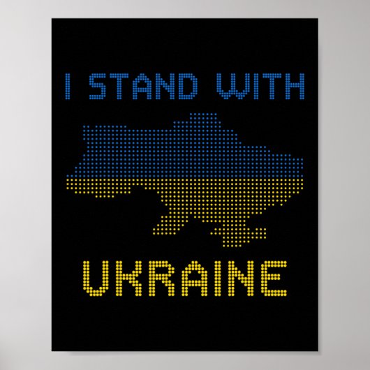 ウクライナ支持Tシャツ ウクライナ地図 ウクライナ国旗 ポスター (正面)