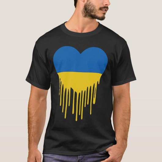 ウクライナ支援のハートブルーイング＆ウクライナと共に立ち上がろう Tシャツ (正面)