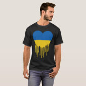 ウクライナ支援のハートブルーイング＆ウクライナと共に立ち上がろう Tシャツ (正面フル)